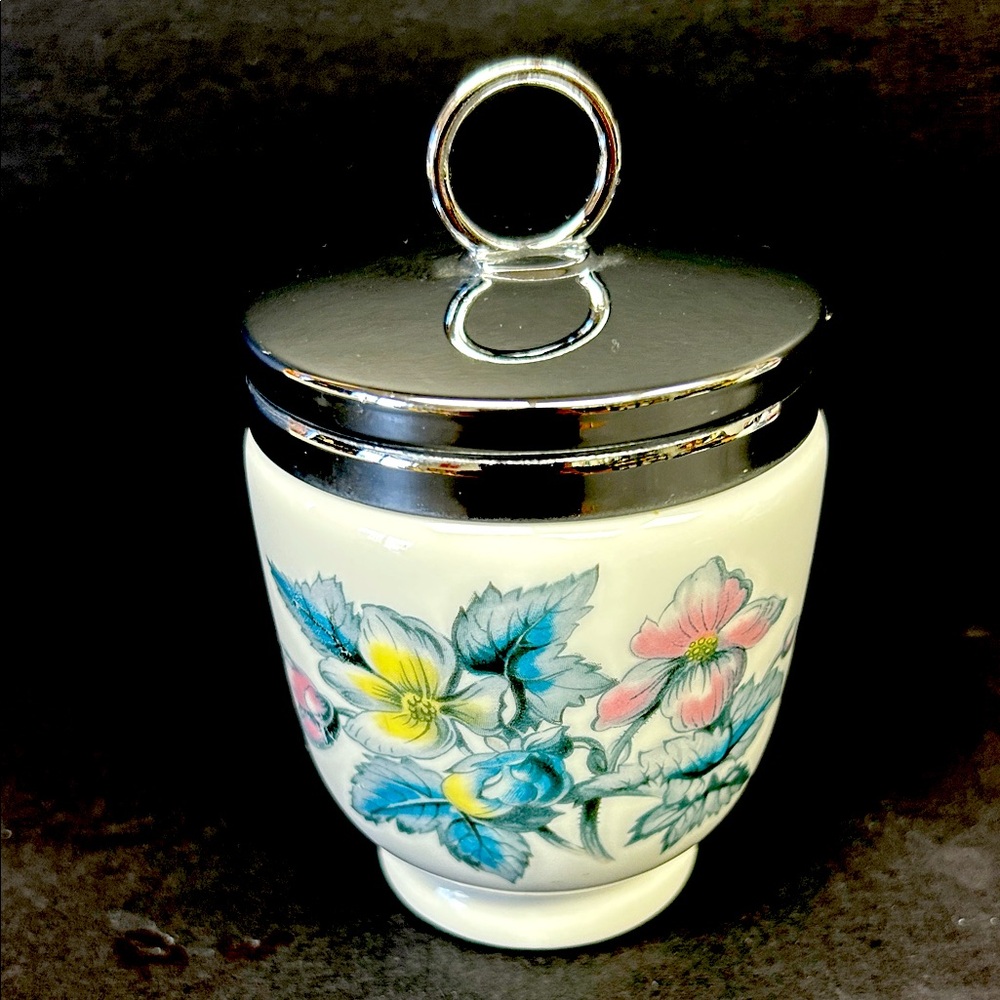 Vintage 1980’s “Royal Worcester” porcelain floral motif egg coddler England
